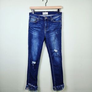 Free People Great Heights Frayed Skinny Jeans – Medium Blue Wash 27